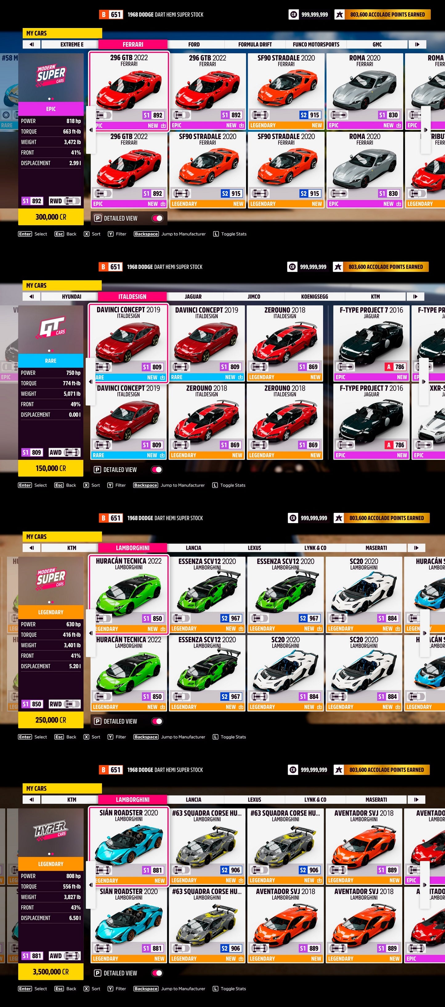 Forza Horizon 5 Modded Account [All Rare Cars X3 (Last Series Included) + 999.999.999: Credits & Super Wheelspin & Wheelspin & Car Points & Forzathon Points + Level + 100% Progress]